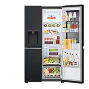 LG 635L InstaView™ Side by Side (Essence Matte Black), Energiklasse D, Vand-/isdispenser uden vandtilkobling, Smart Diagnosis™ med Wi-Fi, GSGV81EPLD