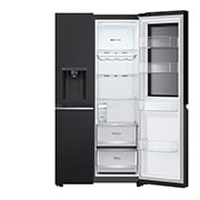 LG 635L InstaView™ Side by Side (Essence Matte Black), Energiklasse D, Vand-/isdispenser uden vandtilkobling, Smart Diagnosis™ med Wi-Fi, GSGV81EPLD