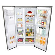 LG 625L InstaView Door in Door™ Side by Side (Shiny Steel) - Energiklasse F, Vand-/isdispenser med vandtilkobling og Smart Diagnosis™ med Wi-Fi, GSI960PZAZ