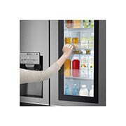 LG 625L InstaView Door in Door™ Side by Side (Shiny Steel) - Energiklasse F, Vand-/isdispenser med vandtilkobling og Smart Diagnosis™ med Wi-Fi, GSI960PZAZ