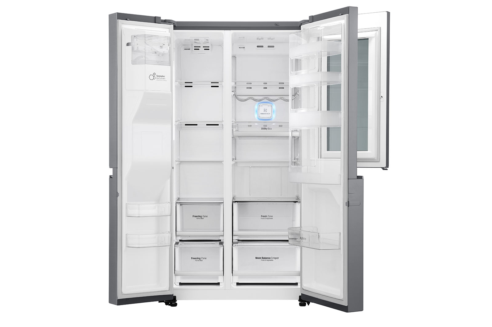 LG 625L InstaView Door in Door™ Side by Side (Shiny Steel) - Energiklasse F, Vand-/isdispenser med vandtilkobling og Smart Diagnosis™ med Wi-Fi, GSI960PZAZ