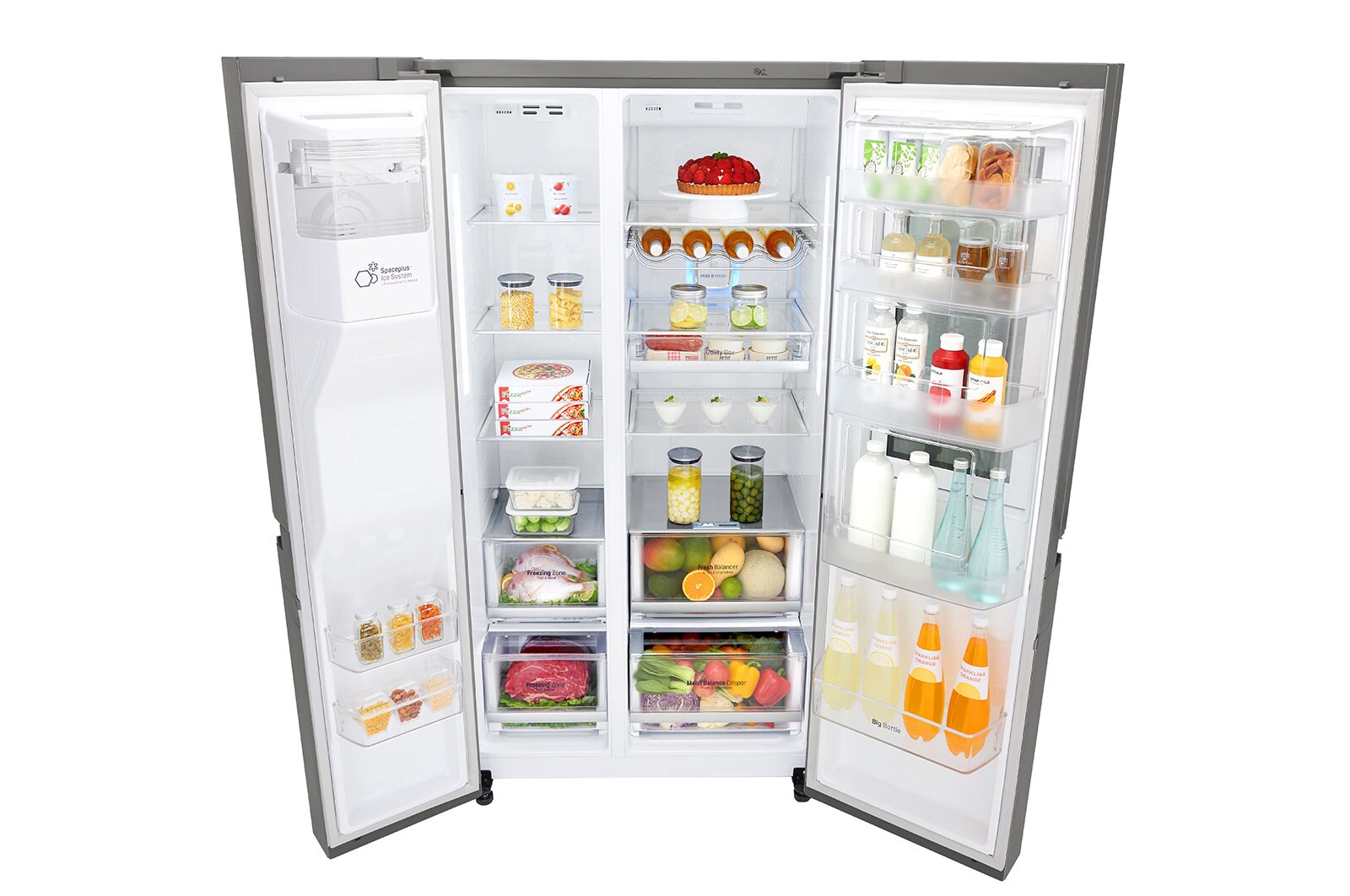 LG 625L InstaView Door in Door™ Side by Side (Shiny Steel) - Energiklasse F, Vand-/isdispenser med vandtilkobling og Smart Diagnosis™ med Wi-Fi, GSI960PZAZ