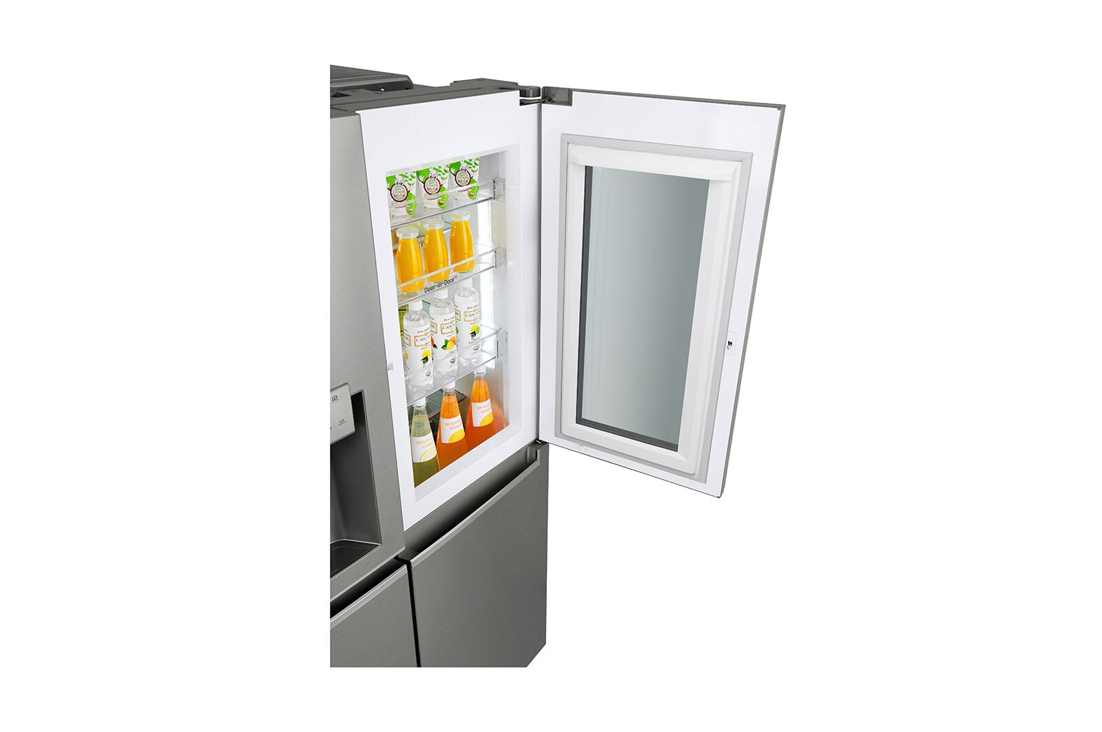 LG 625L InstaView Door in Door™ Side by Side (Shiny Steel) - Energiklasse F, Vand-/isdispenser med vandtilkobling og Smart Diagnosis™ med Wi-Fi, GSI960PZAZ