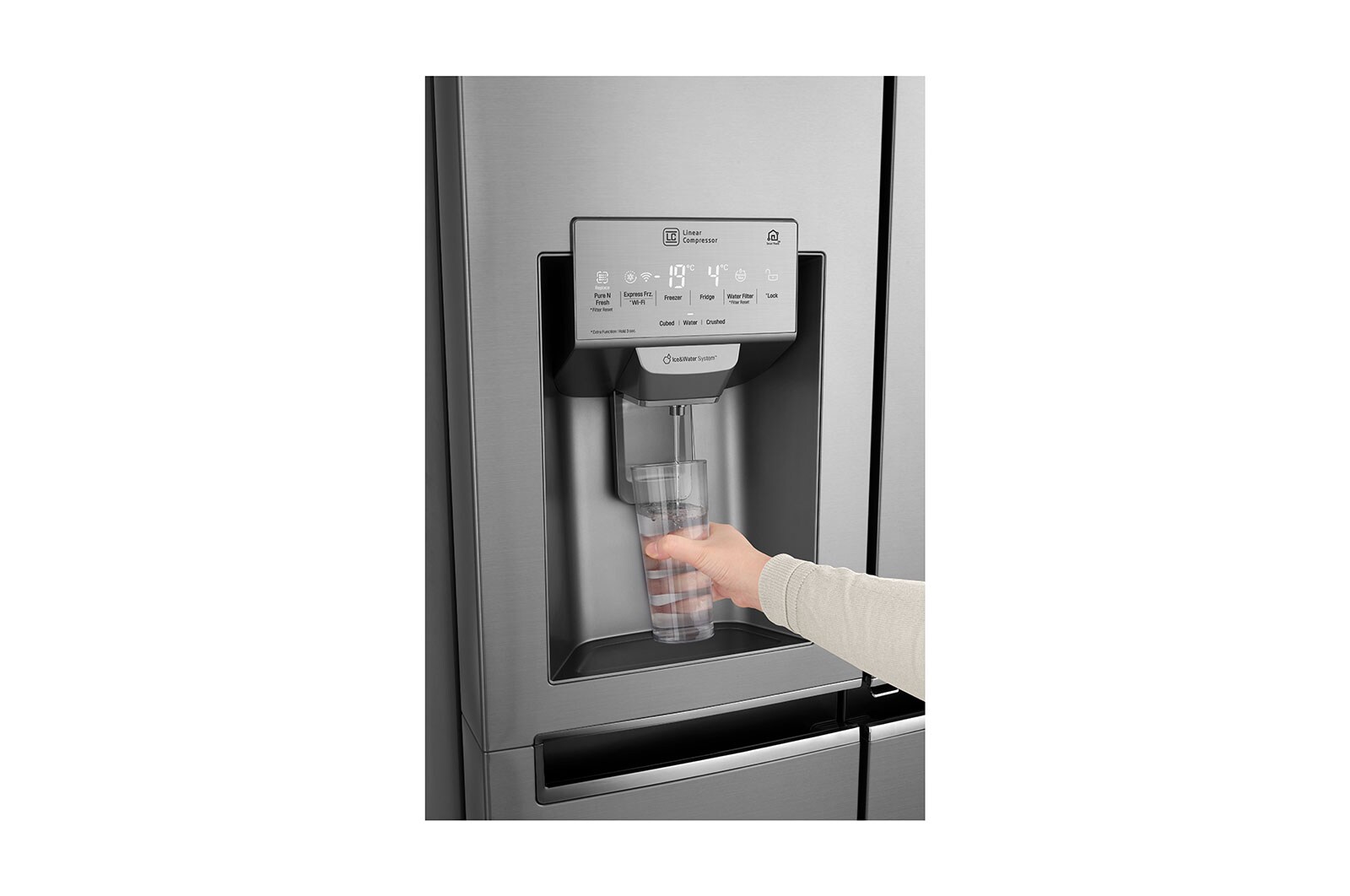 LG 625L InstaView Door in Door™ Side by Side (Shiny Steel) - Energiklasse F, Vand-/isdispenser med vandtilkobling og Smart Diagnosis™ med Wi-Fi, GSI960PZAZ