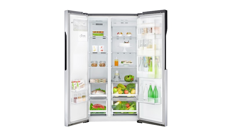 LG 606L Door in Door™ Side by Side (Shiny Steel) - Energiklasse F, Vand-/isdispenser med vandtilkobling, Smart Diagnosis™, GSJ560PZXV