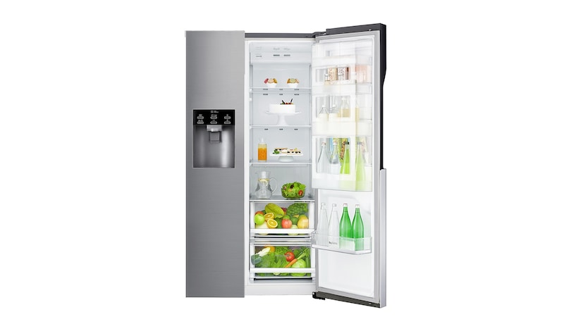 LG 606L Door in Door™ Side by Side (Shiny Steel) - Energiklasse F, Vand-/isdispenser med vandtilkobling, Smart Diagnosis™, GSJ560PZXV