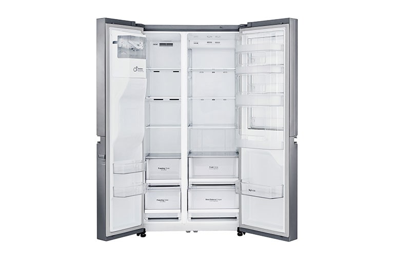 LG 625L Side by Side (Shiny Steel) Energiklasse F, Vand-/isdispenser med vandtilkobling, Smart Diagnosis™ med Wi-Fi, GSJ760PZXV