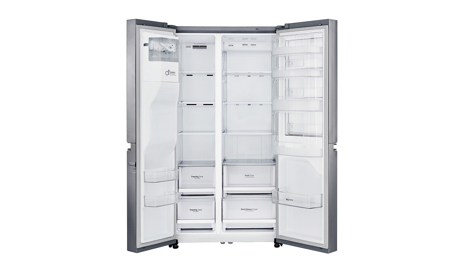 LG 625L Side by Side (Shiny Steel) Energiklasse F, Vand-/isdispenser med vandtilkobling, Smart Diagnosis™ med Wi-Fi, GSJ760PZXV