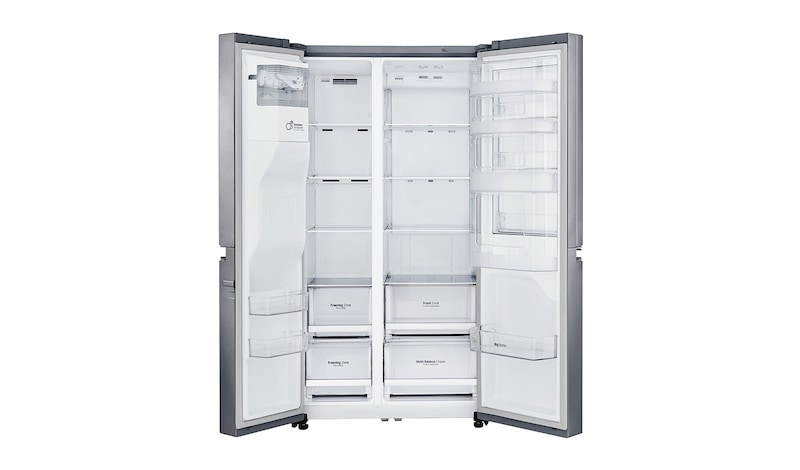 LG 625L Side by Side (Shiny Steel) Energiklasse F, Vand-/isdispenser med vandtilkobling, Smart Diagnosis™ med Wi-Fi, GSJ760PZXV