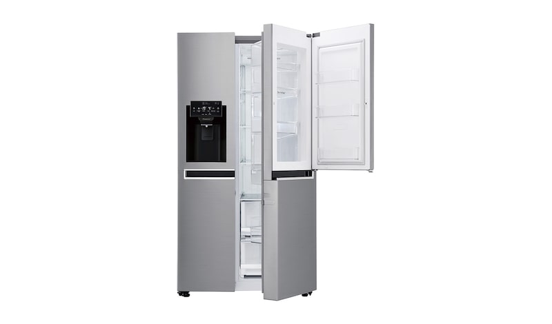 LG 625L Side by Side (Shiny Steel) Energiklasse F, Vand-/isdispenser med vandtilkobling, Smart Diagnosis™ med Wi-Fi, GSJ760PZXV