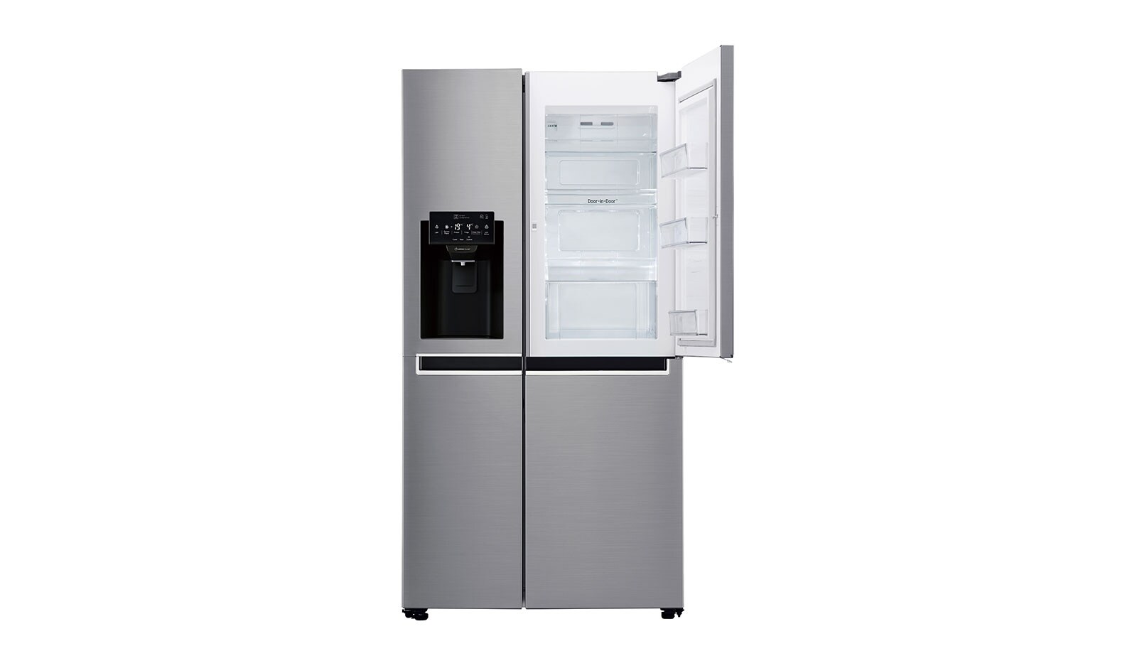 LG 625L Side by Side (Shiny Steel) Energiklasse F, Vand-/isdispenser med vandtilkobling, Smart Diagnosis™ med Wi-Fi, GSJ760PZXV