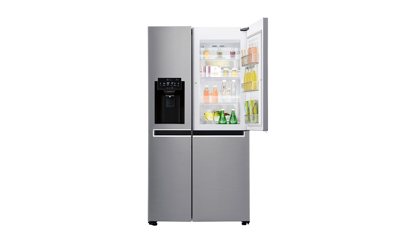 LG 625L Side by Side (Shiny Steel) Energiklasse F, Vand-/isdispenser med vandtilkobling, Smart Diagnosis™ med Wi-Fi, GSJ760PZXV
