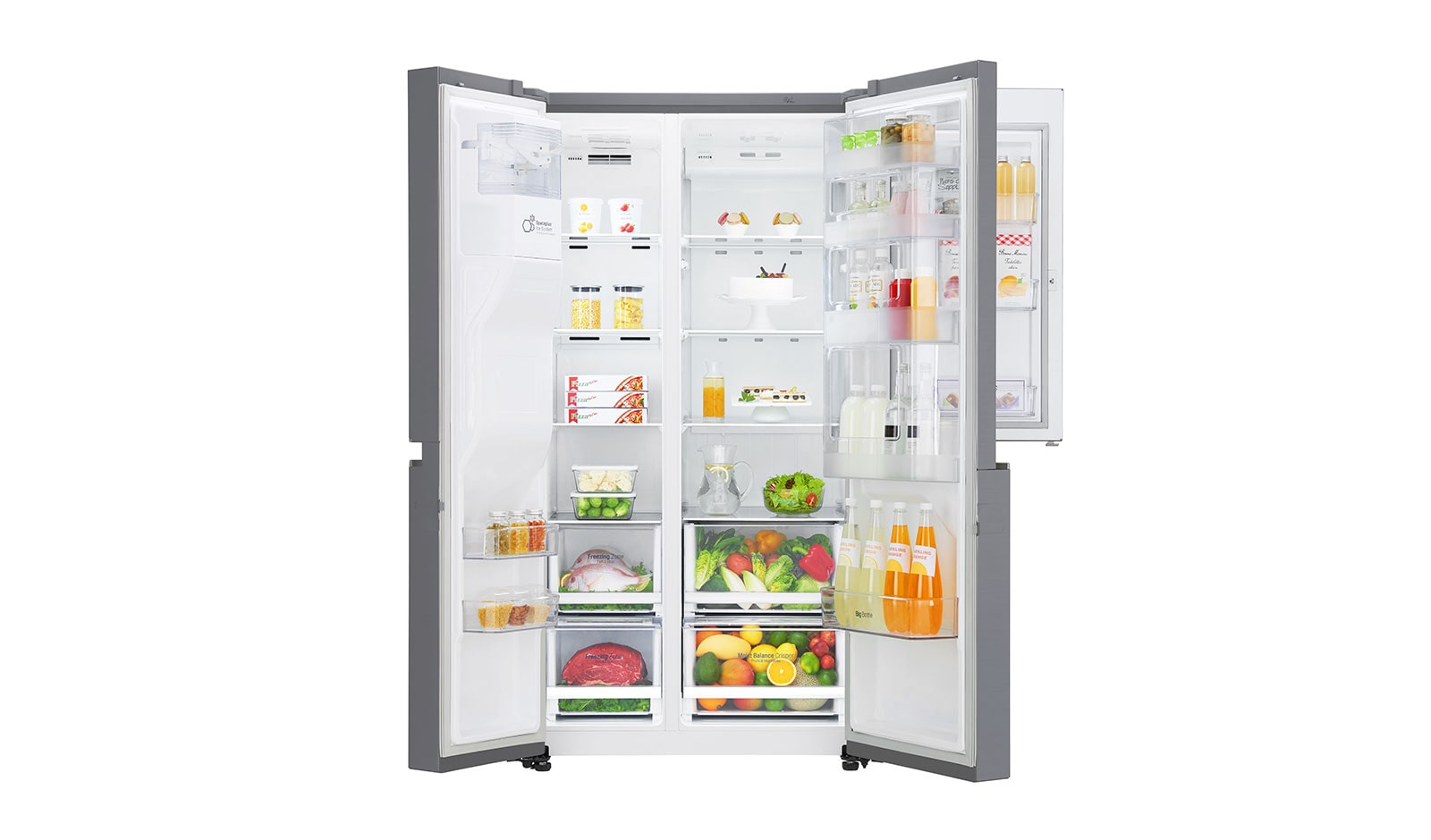 LG 625L Side by Side (Shiny Steel) Energiklasse F, Vand-/isdispenser med vandtilkobling, Smart Diagnosis™ med Wi-Fi, GSJ760PZXV