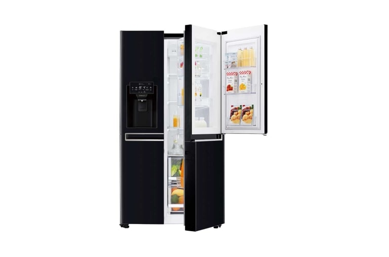 Visning forfra af 625L Side by Side (Black) Energiklasse F, Vand-/isdispenser med vandtilkobling, Smart Diagnosis™ med Wi-Fi GSJ760WBXV