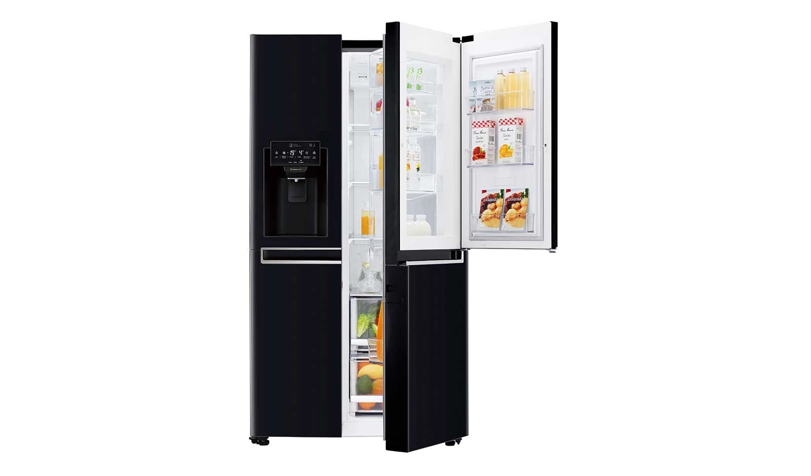 Visning forfra af 625L Side by Side (Black) Energiklasse F, Vand-/isdispenser med vandtilkobling, Smart Diagnosis™ med Wi-Fi GSJ760WBXV