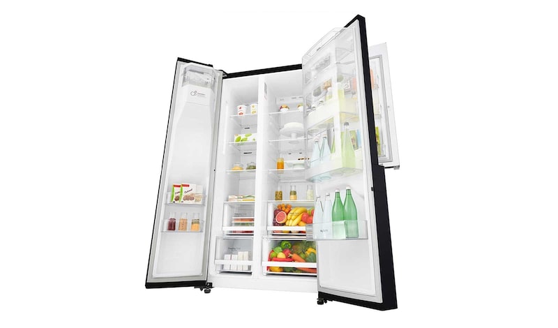 LG 625L Side by Side (Black) Energiklasse F, Vand-/isdispenser med vandtilkobling, Smart Diagnosis™ med Wi-Fi, GSJ760WBXV