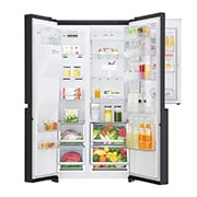 LG 625L Side by Side (Matte Black) - Energiklasse F, Vand-/isdispenser uden vandtilkobling, Smart Diagnosis™ med Wi-Fi, GSJ761MCUZ