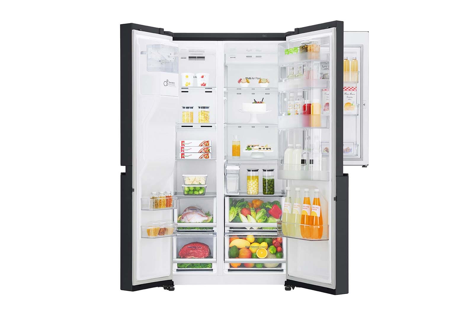 LG 625L Side by Side (Matte Black) - Energiklasse F, Vand-/isdispenser uden vandtilkobling, Smart Diagnosis™ med Wi-Fi, GSJ761MCUZ