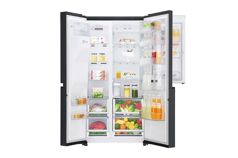 LG 625L Side by Side (Matte Black) - Energiklasse F, Vand-/isdispenser uden vandtilkobling, Smart Diagnosis™ med Wi-Fi, GSJ761MCUZ