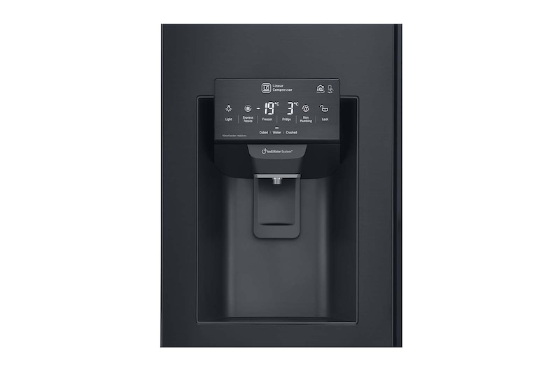 LG 625L Side by Side (Matte Black) - Energiklasse F, Vand-/isdispenser uden vandtilkobling, Smart Diagnosis™ med Wi-Fi, GSJ761MCUZ