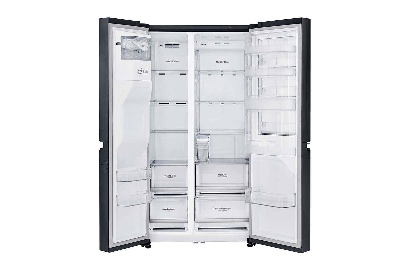 LG 625L Side by Side (Matte Black) - Energiklasse F, Vand-/isdispenser uden vandtilkobling, Smart Diagnosis™ med Wi-Fi, GSJ761MCUZ