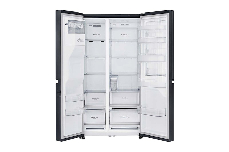 LG 625L Side by Side (Matte Black) - Energiklasse F, Vand-/isdispenser uden vandtilkobling, Smart Diagnosis™ med Wi-Fi, GSJ761MCUZ