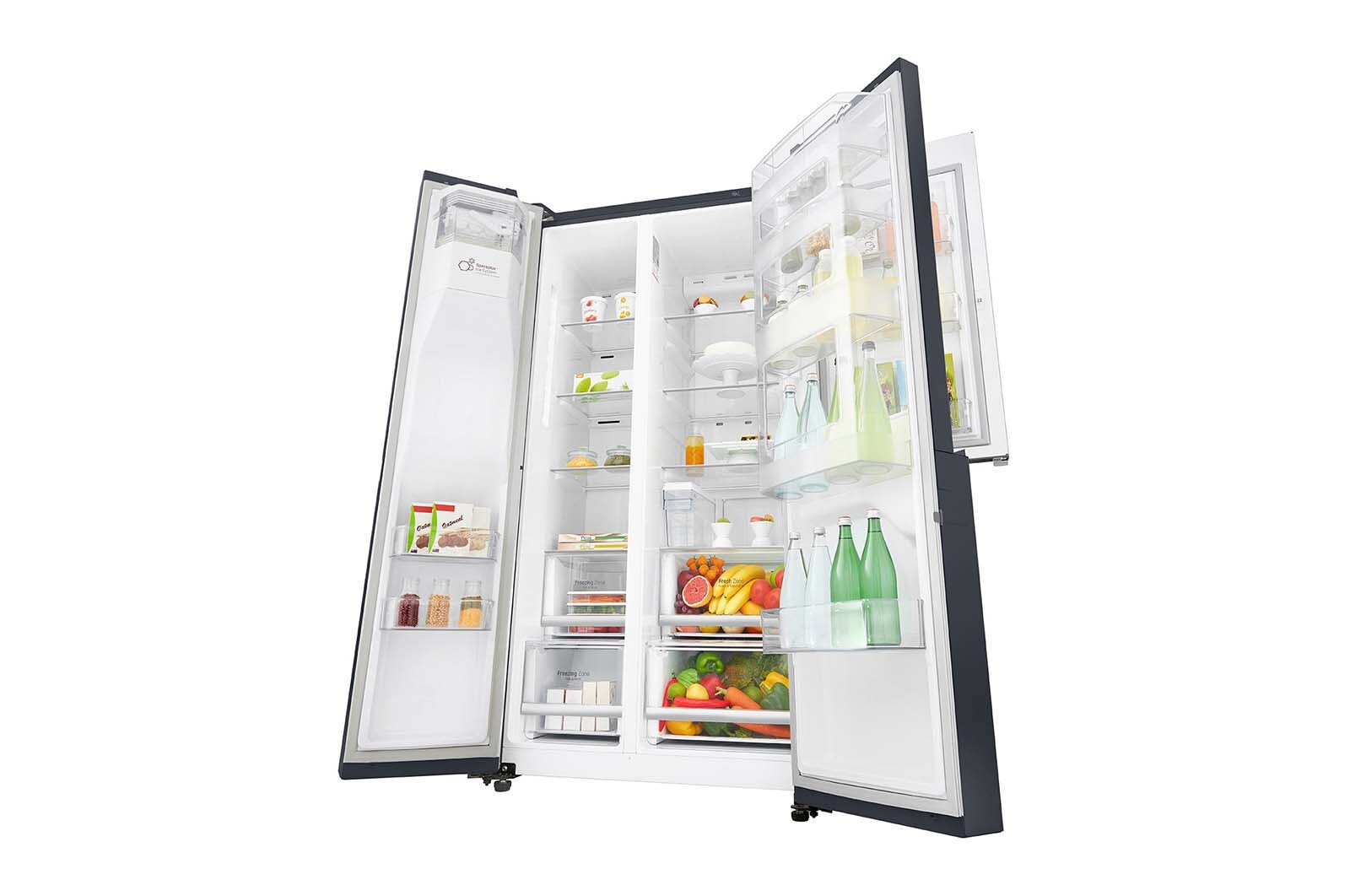 LG 625L Side by Side (Matte Black) - Energiklasse F, Vand-/isdispenser uden vandtilkobling, Smart Diagnosis™ med Wi-Fi, GSJ761MCUZ