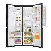 LG 625L Side by Side (Matte Black) - Energiklasse F, Vand-/isdispenser uden vandtilkobling, Smart Diagnosis™ med Wi-Fi, GSJ761MCZZ