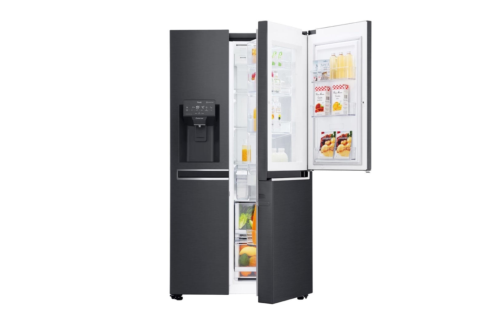 Visning forfra af 625L Side by Side (Matte Black) - Energiklasse F, Vand-/isdispenser uden vandtilkobling, Smart Diagnosis™ med Wi-Fi GSJ761MCZZ