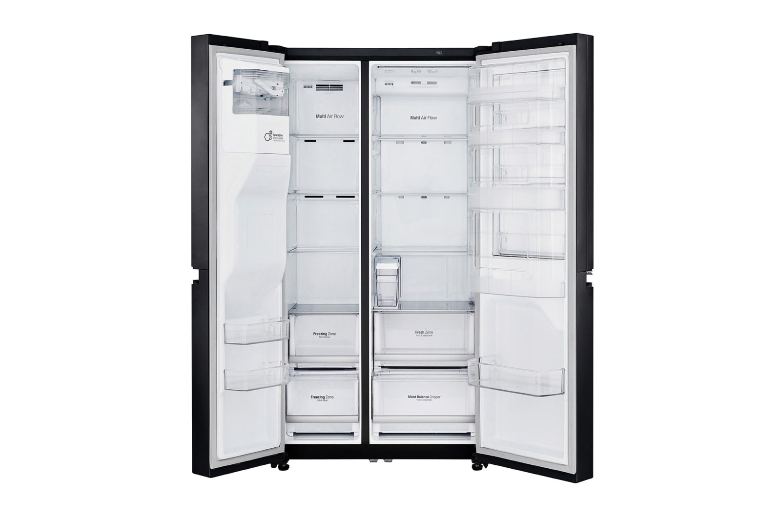 LG 625L Side by Side (Matte Black) - Energiklasse F, Vand-/isdispenser uden vandtilkobling, Smart Diagnosis™ med Wi-Fi, GSJ761MCZZ