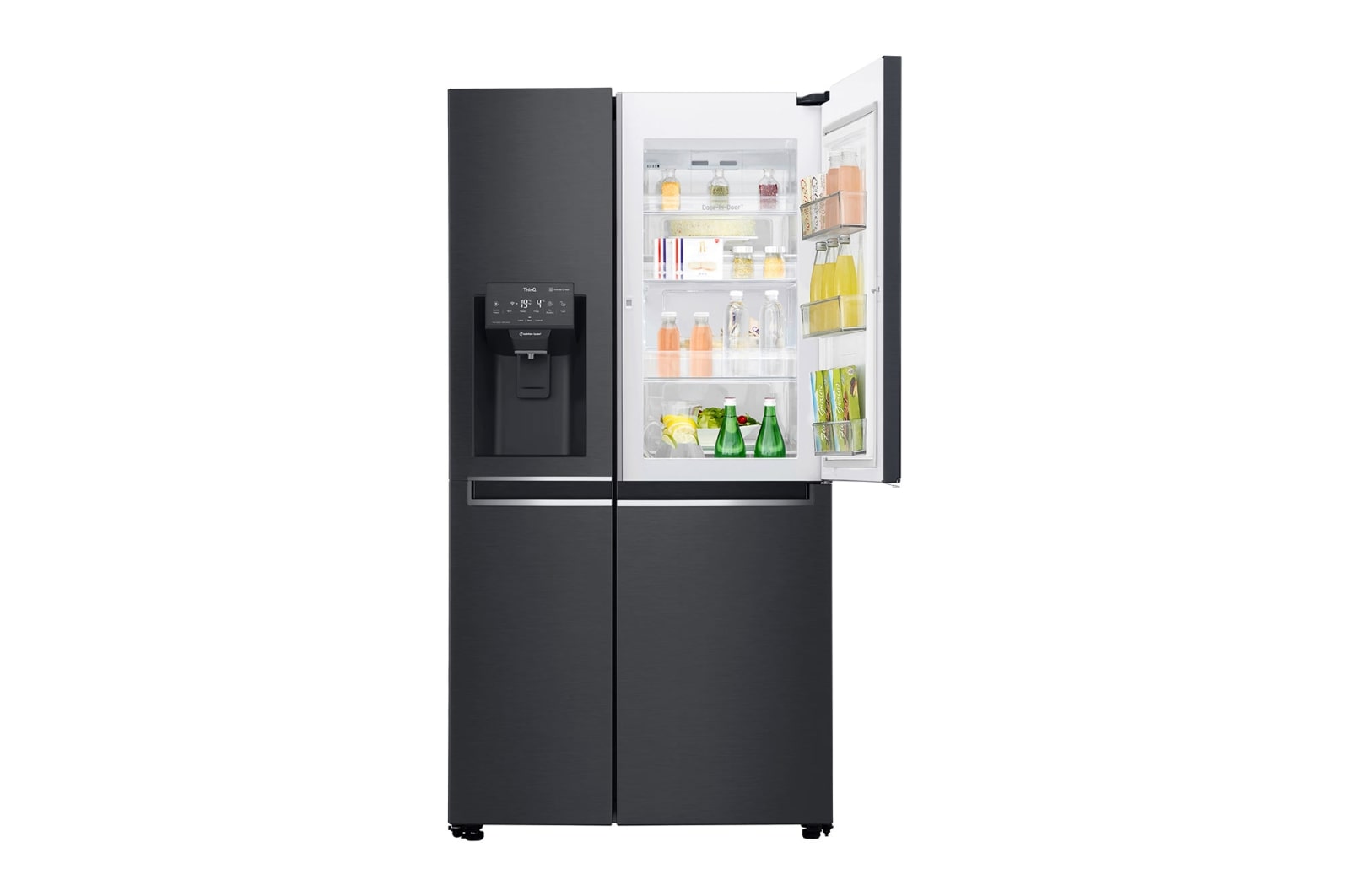 LG 625L Side by Side (Matte Black) - Energiklasse F, Vand-/isdispenser uden vandtilkobling, Smart Diagnosis™ med Wi-Fi, GSJ761MCZZ