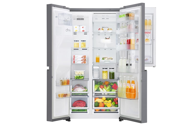 LG 625L Door in Door™ Side by Side (Shiny Steel) - Energiklasse E, Vand-/isdispenser uden vandtilkobling og Smart Diagnosis™ med Wi-Fi, GSJ761PZEE