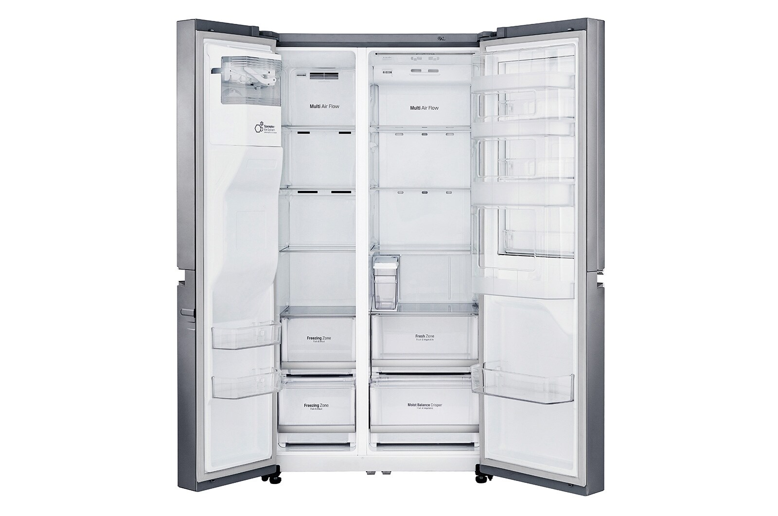 LG 625L Door in Door™ Side by Side (Shiny Steel) - Energiklasse E, Vand-/isdispenser uden vandtilkobling og Smart Diagnosis™ med Wi-Fi, GSJ761PZEE
