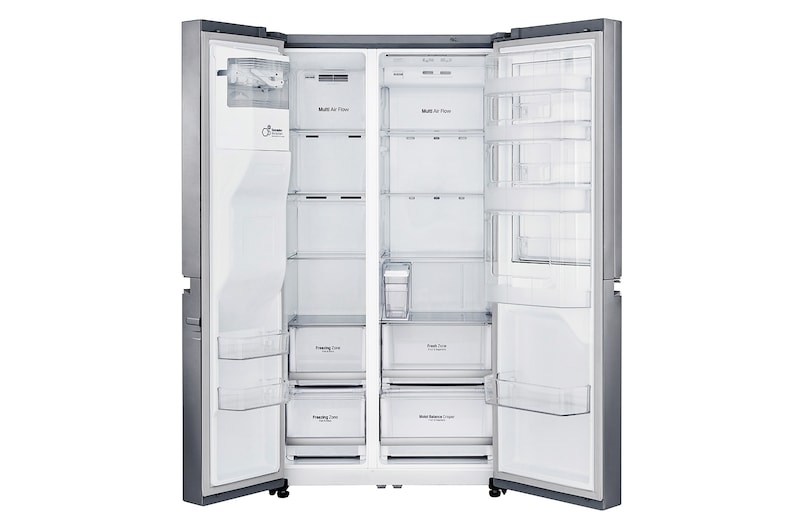 LG 625L Door in Door™ Side by Side (Shiny Steel) - Energiklasse E, Vand-/isdispenser uden vandtilkobling og Smart Diagnosis™ med Wi-Fi, GSJ761PZEE