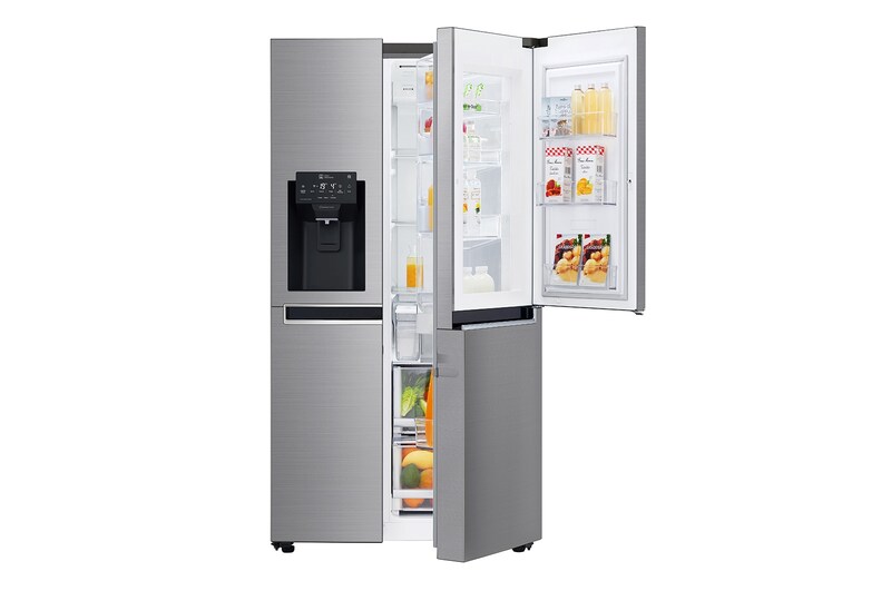 LG 625L Door in Door™ Side by Side (Shiny Steel) - Energiklasse E, Vand-/isdispenser uden vandtilkobling og Smart Diagnosis™ med Wi-Fi, GSJ761PZEE
