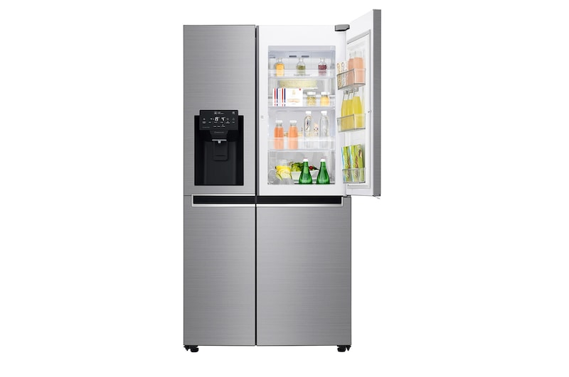 LG 625L Door in Door™ Side by Side (Shiny Steel) - Energiklasse E, Vand-/isdispenser uden vandtilkobling og Smart Diagnosis™ med Wi-Fi, GSJ761PZEE