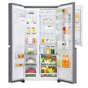 LG 625L Door in Door™ Side by Side (Shiny Steel) - Energiklasse E, Vand-/isdispenser uden vandtilkobling og Smart Diagnosis™ med Wi-Fi, GSJ761PZEE