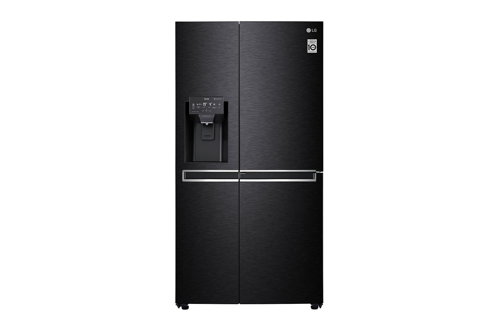 Visning forfra af 625L Side by Side (Matte Black) - Energiklasse E, Vand-/isdispenser med vandtilkobling, Smart Diagnosis™ med Wi-Fi GSJ960MCCZ