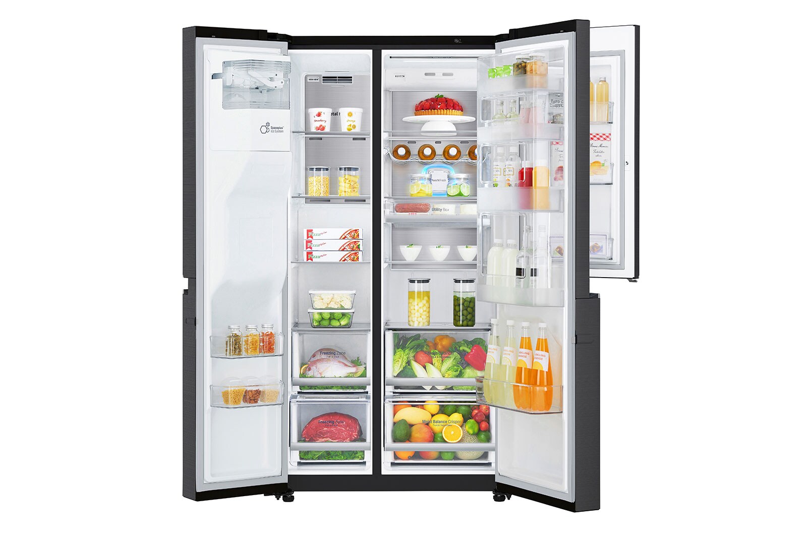 LG 625L Side by Side (Matte Black) - Energiklasse E, Vand-/isdispenser med vandtilkobling, Smart Diagnosis™ med Wi-Fi, GSJ960MCCZ