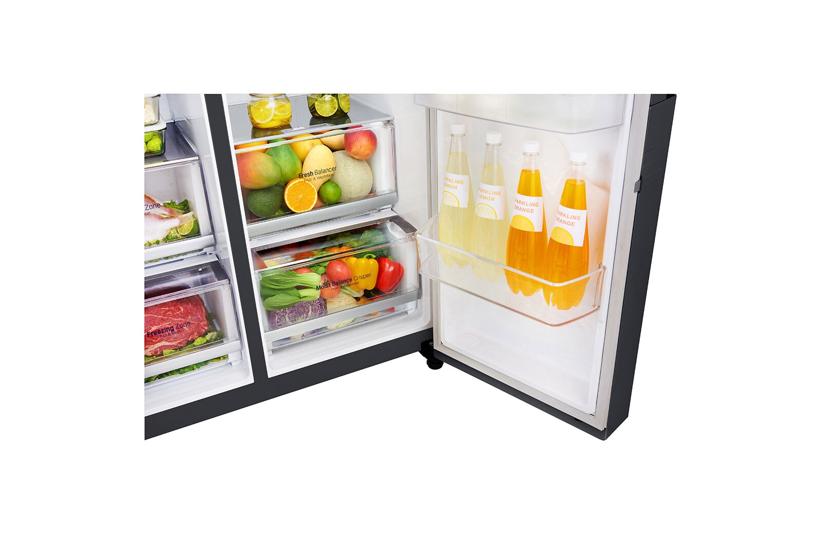 LG 625L Side by Side (Matte Black) - Energiklasse E, Vand-/isdispenser med vandtilkobling, Smart Diagnosis™ med Wi-Fi, GSJ960MCCZ