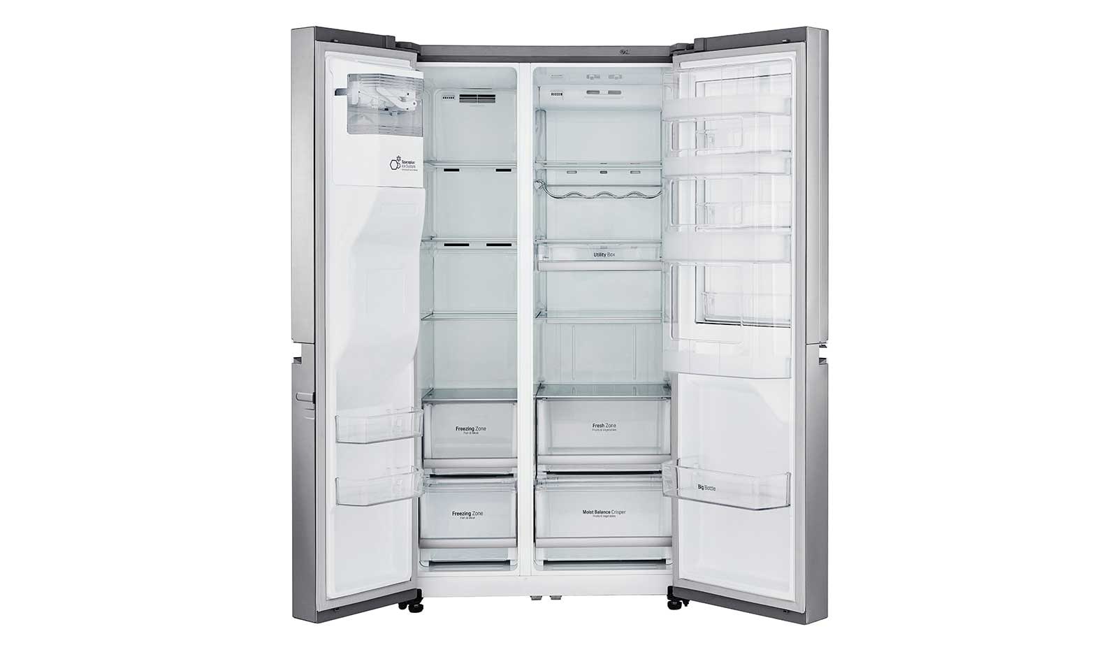 LG 625L Side by Side (Noble Steel) Energiklasse F, Vand-/isdispenser med vandtilkobling, Smart Diagnosis™ med Wi-Fi, GSJ960NSTZ