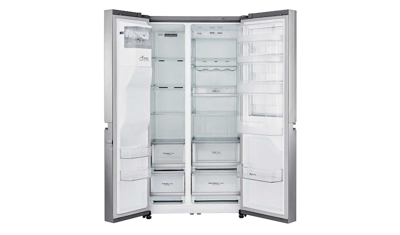 LG 625L Side by Side (Noble Steel) Energiklasse F, Vand-/isdispenser med vandtilkobling, Smart Diagnosis™ med Wi-Fi, GSJ960NSTZ