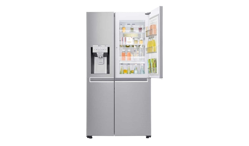 LG 625L Side by Side (Noble Steel) Energiklasse F, Vand-/isdispenser med vandtilkobling, Smart Diagnosis™ med Wi-Fi, GSJ960NSTZ