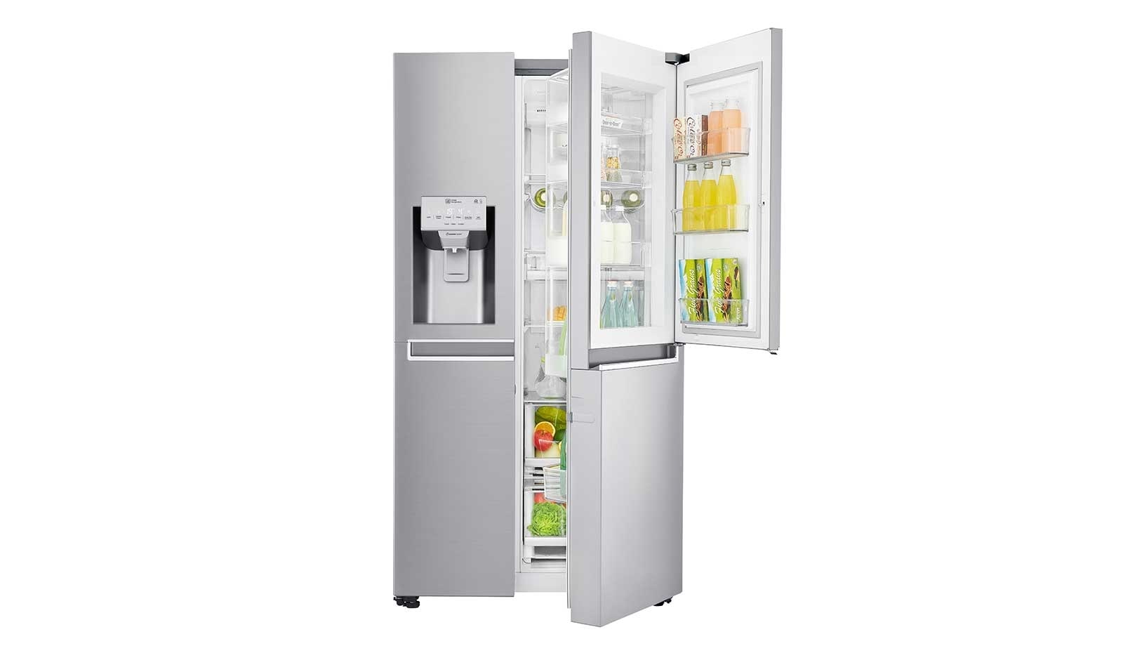 Visning forfra af 625L Side by Side (Noble Steel) Energiklasse F, Vand-/isdispenser med vandtilkobling, Smart Diagnosis™ med Wi-Fi GSJ960NSTZ