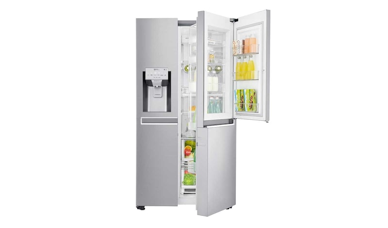 LG 625L Side by Side (Noble Steel) Energiklasse F, Vand-/isdispenser med vandtilkobling, Smart Diagnosis™ med Wi-Fi, GSJ960NSTZ