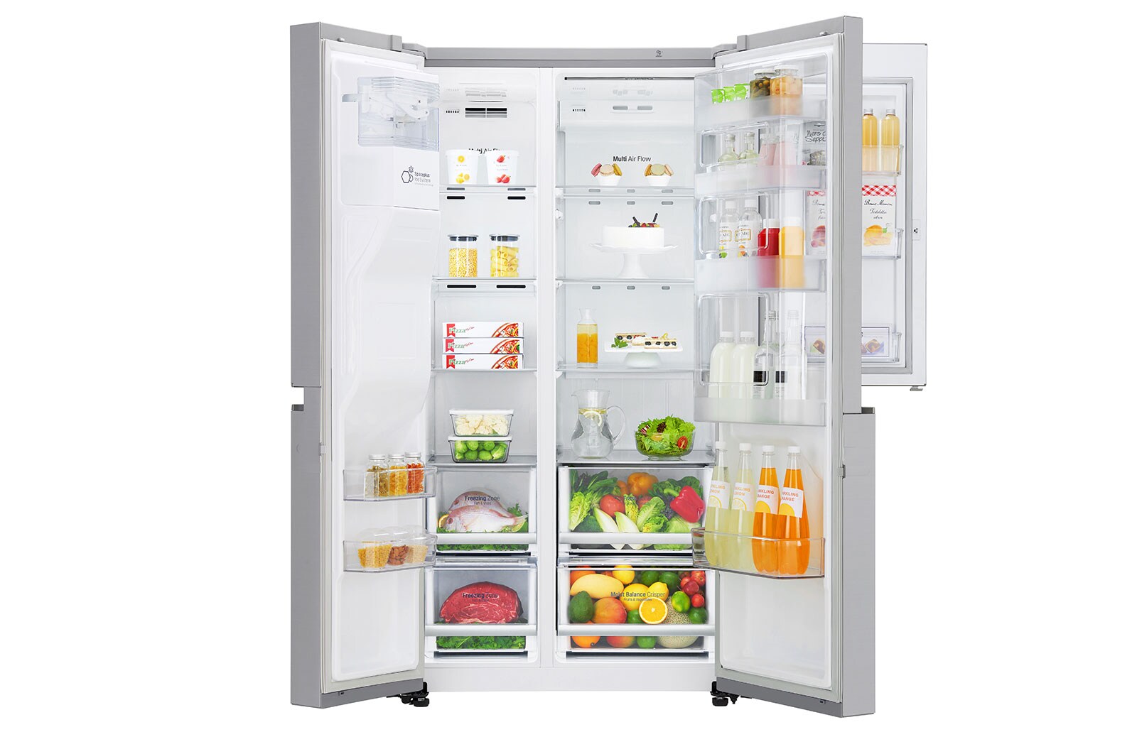 LG 625L Door in Door™ Side by Side (Noble Steel) - Energiklasse E, Vand-/isdispenser med vandtilkobling og Smart Diagnosis™ med Wi-Fi, GSJ960NSZE