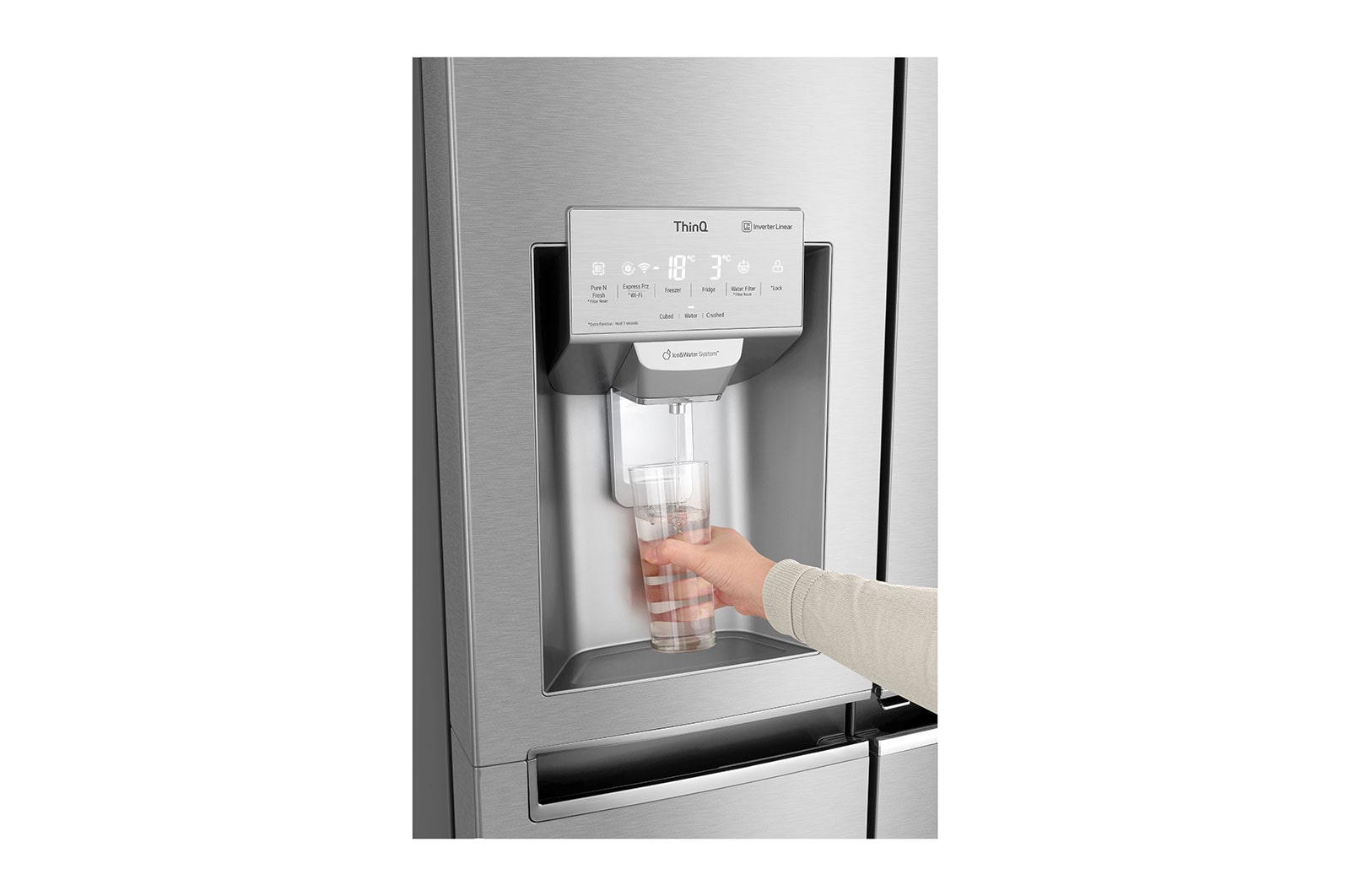 LG 625L Door in Door™ Side by Side (Noble Steel) - Energiklasse E, Vand-/isdispenser med vandtilkobling og Smart Diagnosis™ med Wi-Fi, GSJ960NSZE