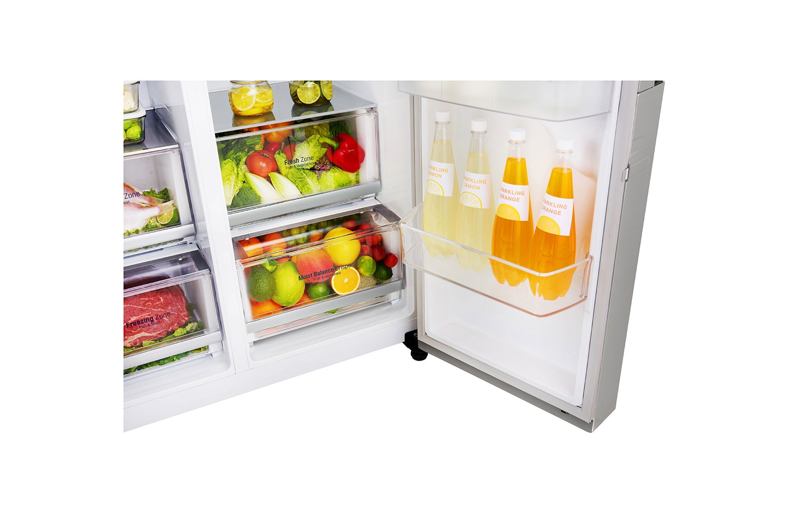 LG 625L Door in Door™ Side by Side (Noble Steel) - Energiklasse E, Vand-/isdispenser med vandtilkobling og Smart Diagnosis™ med Wi-Fi, GSJ960NSZE