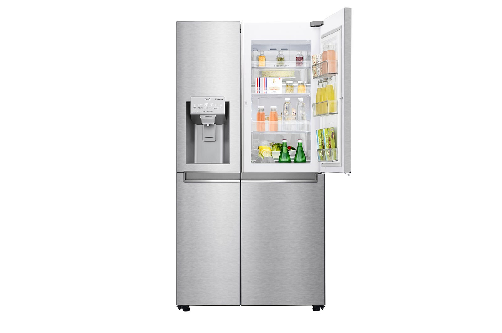 LG 625L Door in Door™ Side by Side (Noble Steel) - Energiklasse E, Vand-/isdispenser med vandtilkobling og Smart Diagnosis™ med Wi-Fi, GSJ960NSZE
