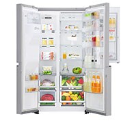 LG 625L Door in Door™ Side by Side (Noble Steel) - Energiklasse E, Vand-/isdispenser med vandtilkobling og Smart Diagnosis™ med Wi-Fi, GSJ960NSZE